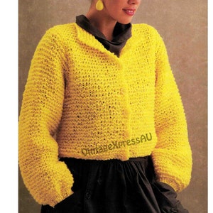 Garter Stitch Cropped Cardigan knitting pattern 12 ply bulky Lady&#39;s 5 sizes 76-97cm 30-38&quot; PDF digital download