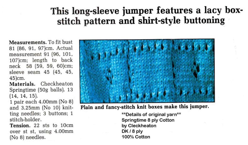 Lacy Box-stitch Sweater Shirt-style Buttoning Knitting Pattern in ...