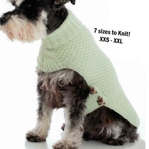 Dog Coat 7 sizes knitting pattern in ENGLISH 8 ply DK Wool Roll neck Under belt ExSml - ExLg Dog Sweater Blanket Rug ~ PDF digital download