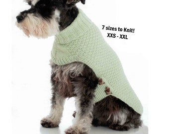 Dog Coat 7 sizes knitting pattern in ENGLISH 8 ply DK Wool Roll neck Under belt ExSml - ExLg Dog Sweater Blanket Rug ~ Digital download