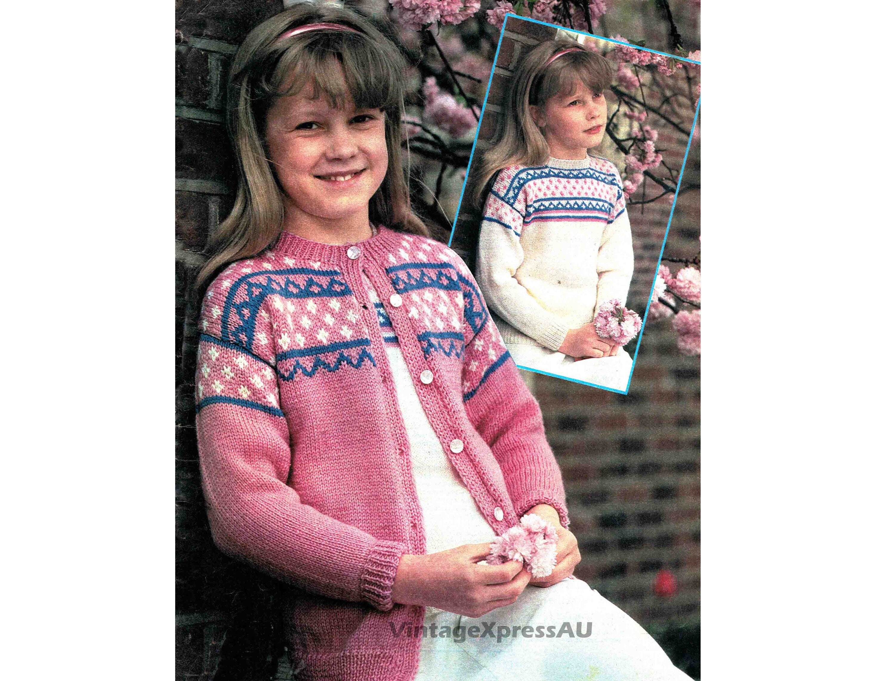 Twinset Knitting Pattern Fair Isle DK 8 Ply Cardigan & 4 Ply