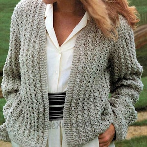 Lacy Jacket Open Front knitting pattern in ENGLISH 8 ply DK Women's 3 sizes 80-105cm Lace Patterned cardigan PDF Digital download image 2