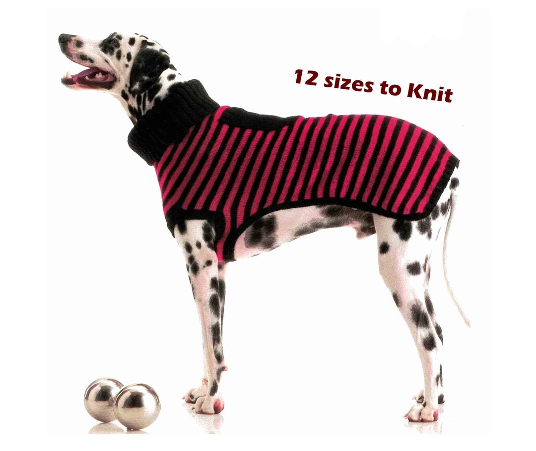 Dog Coat Striped Sweater Knitting Pattern ENGLISH Only DK 8 Ply Dogs ...