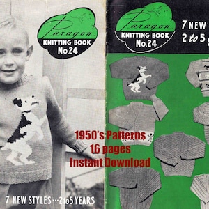 Knitting Pattern BOOK Children 2-5 years Cardigans Jumpers Sweaters Fair Isle Vintage 1950&#39;s PDF Download Digital