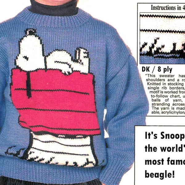 Vintage Snoopy Knitting Pattern Etsy