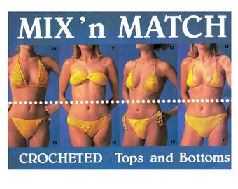 Mix N Match Swimsuits Crochet Pattern 4 Ply Crocheted Tops & Bottoms Bikini Separates to Mix it Up PDF Download file