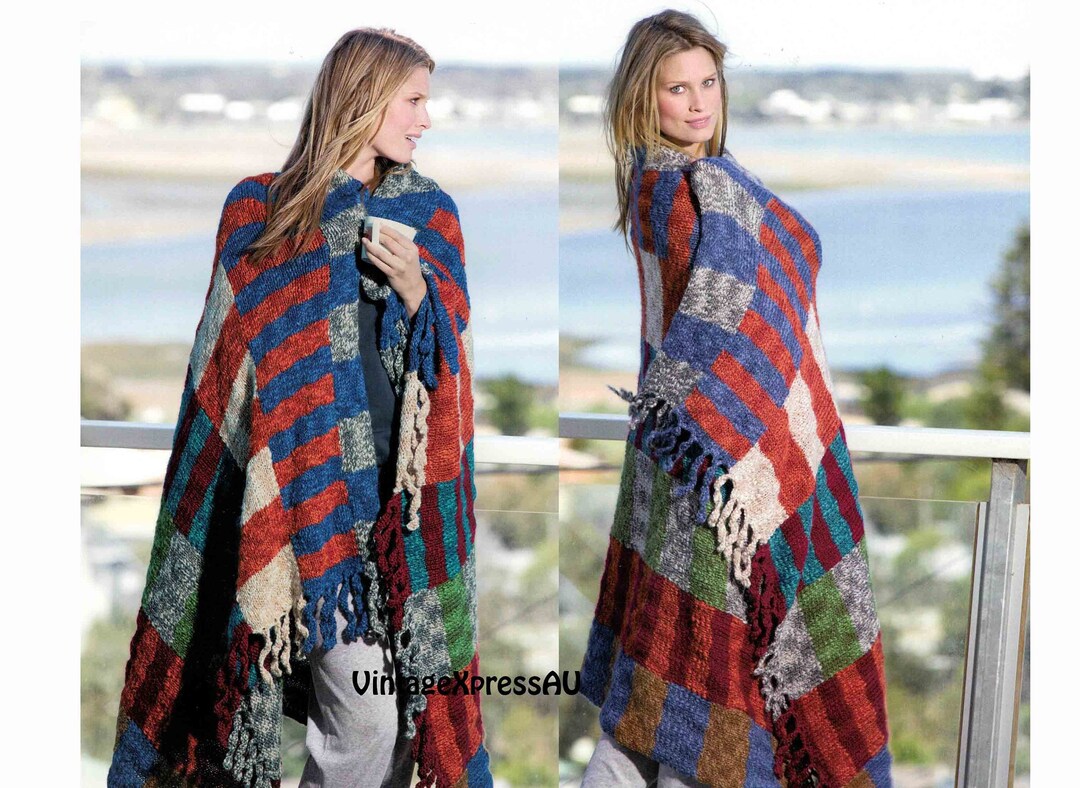 Striped Blanket Knitting Pattern in ENGLISH Bulky Wrap Throw With ...