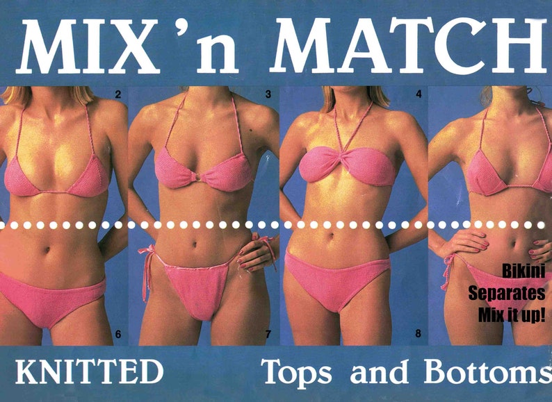 Bikini Swimsuits Mix N Match Knitting Patterns 4 Ply Tops & Bottoms Swimwear Separates to Mix it Up PDF Digital Download file image 4