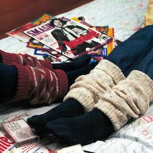 Leg Warmers Knitting pattern in ENGLISH One Size DK / 8 ply Striped or Easy Knit Plain PDF Digital Download