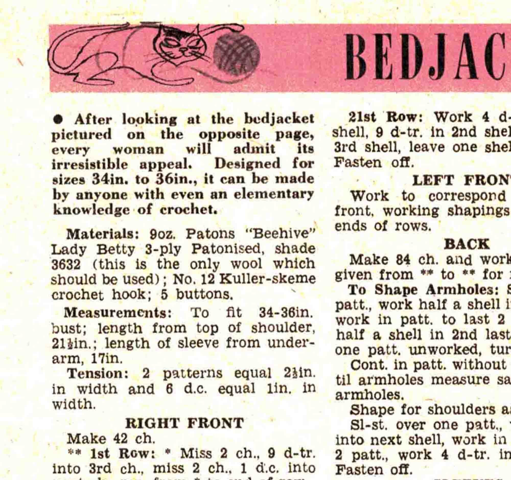 Bed Jacket Crochet Pattern 1950s Vintage Frothy Frilly Feminine ...