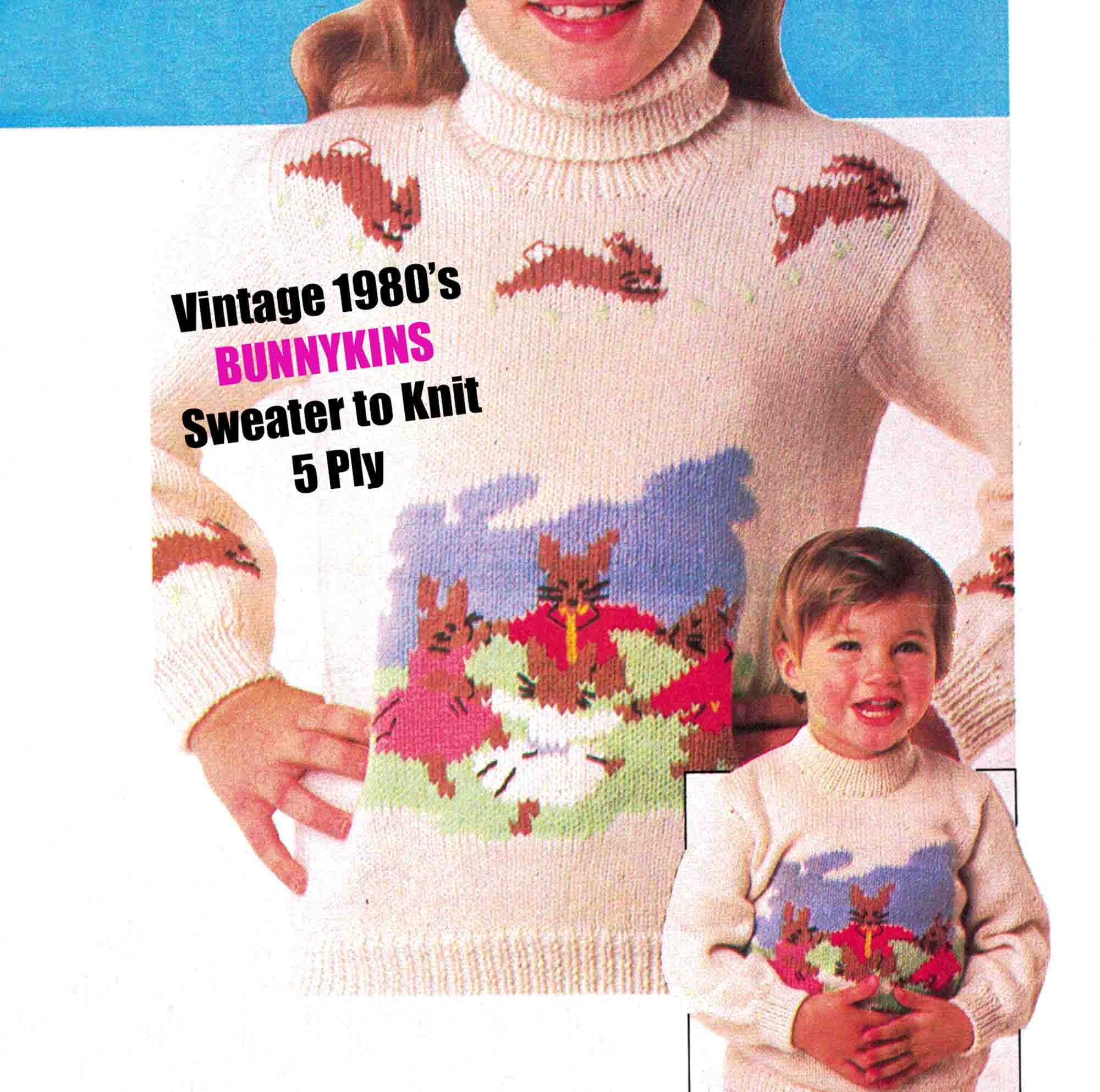 Vintage Bunny Rabbits Child's Sweater Pullover Knitting - Etsy Hong Kong