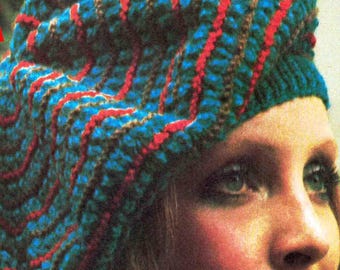 1970's Over-size Tammy Beret Knitting Pattern Tam O' Shanter
