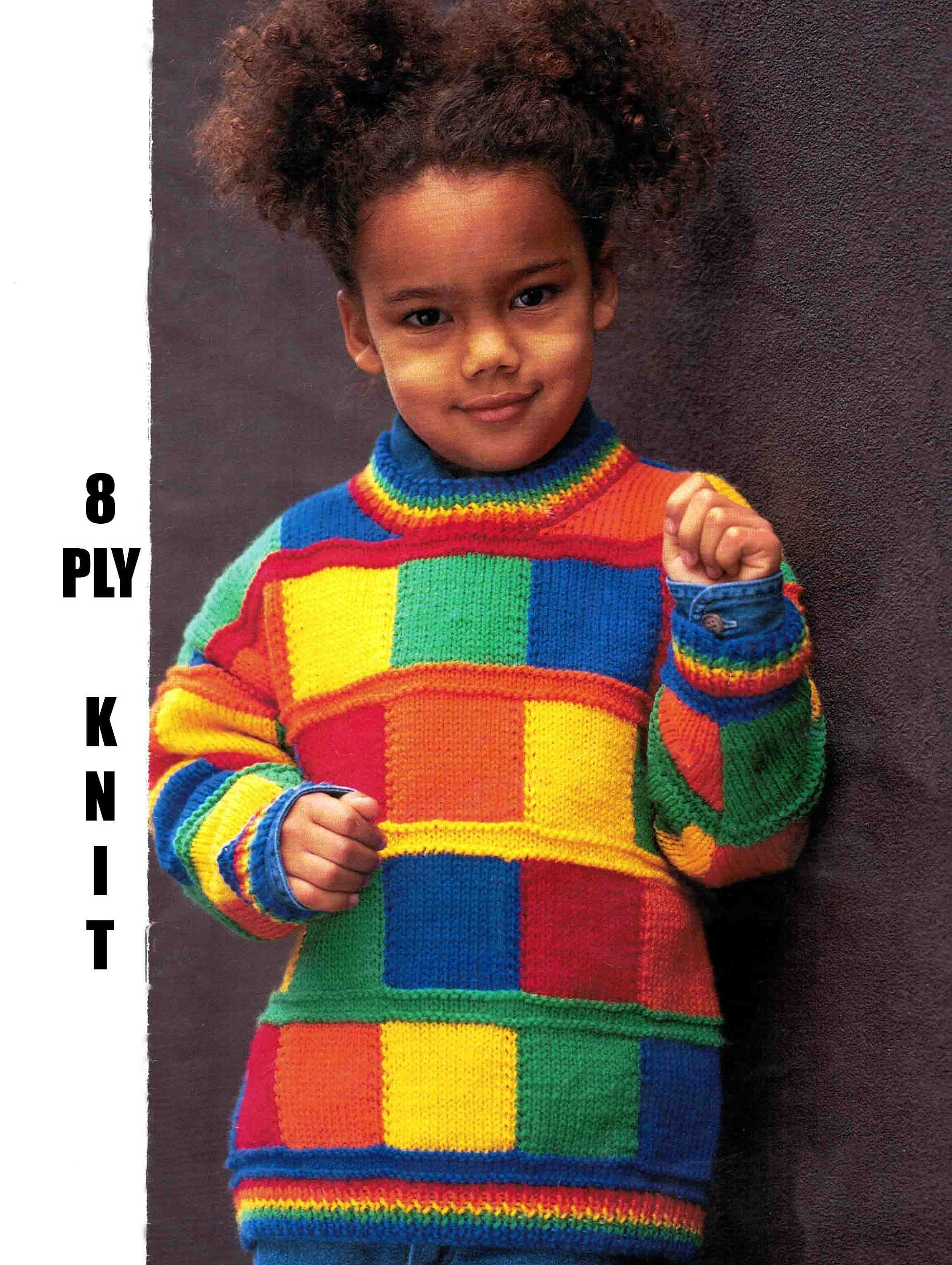 Multi Colour Sweater Child's Knitting Pattern 1-6 Years Square