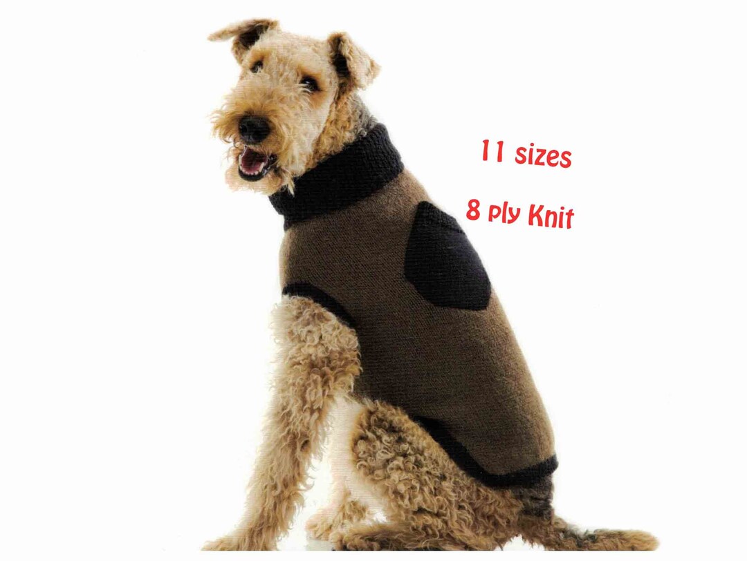 Dog Coat 11 Sizes Knitting Pattern DK 8 Ply Roll Neck Sweater Back