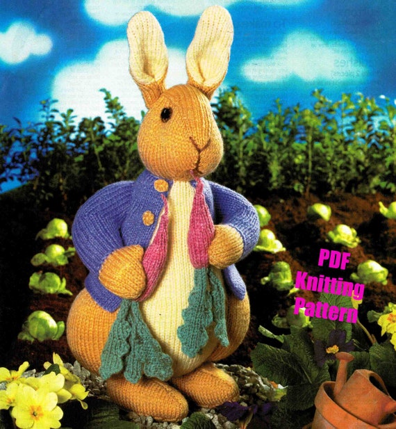 Knitted Rabbit Toy Peter Rabbit With Radishes Knitting Pattern Etsy
