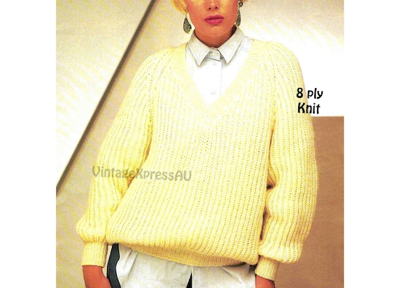 V-Ausschnitt Fischer Rippen Damen-Pullover Strickanleitung