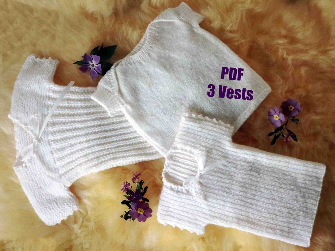 Baby Vests Singlets Knitting Pattern Plain or Ribbed 3 Ply Knits 40