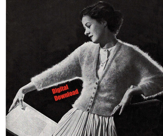 Fluffy Women's Angora Cardigan Knitting Pattern ply fingering Lady's  sizes 32-35