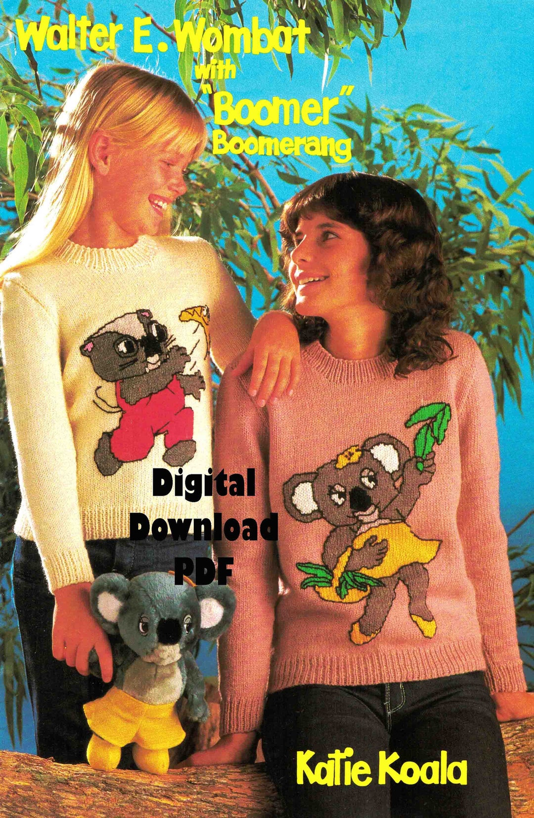 Australian Animals Sweaters Jumpers Knitting Pattern Vintage 2 Graphs