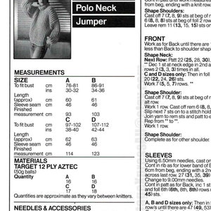 Polo Neck Ribbed Sweater Lady's Knitting pattern Bulky 12 ply Polo Collar 2 sizes 76-91cm 30-36 PDF digital download image 3