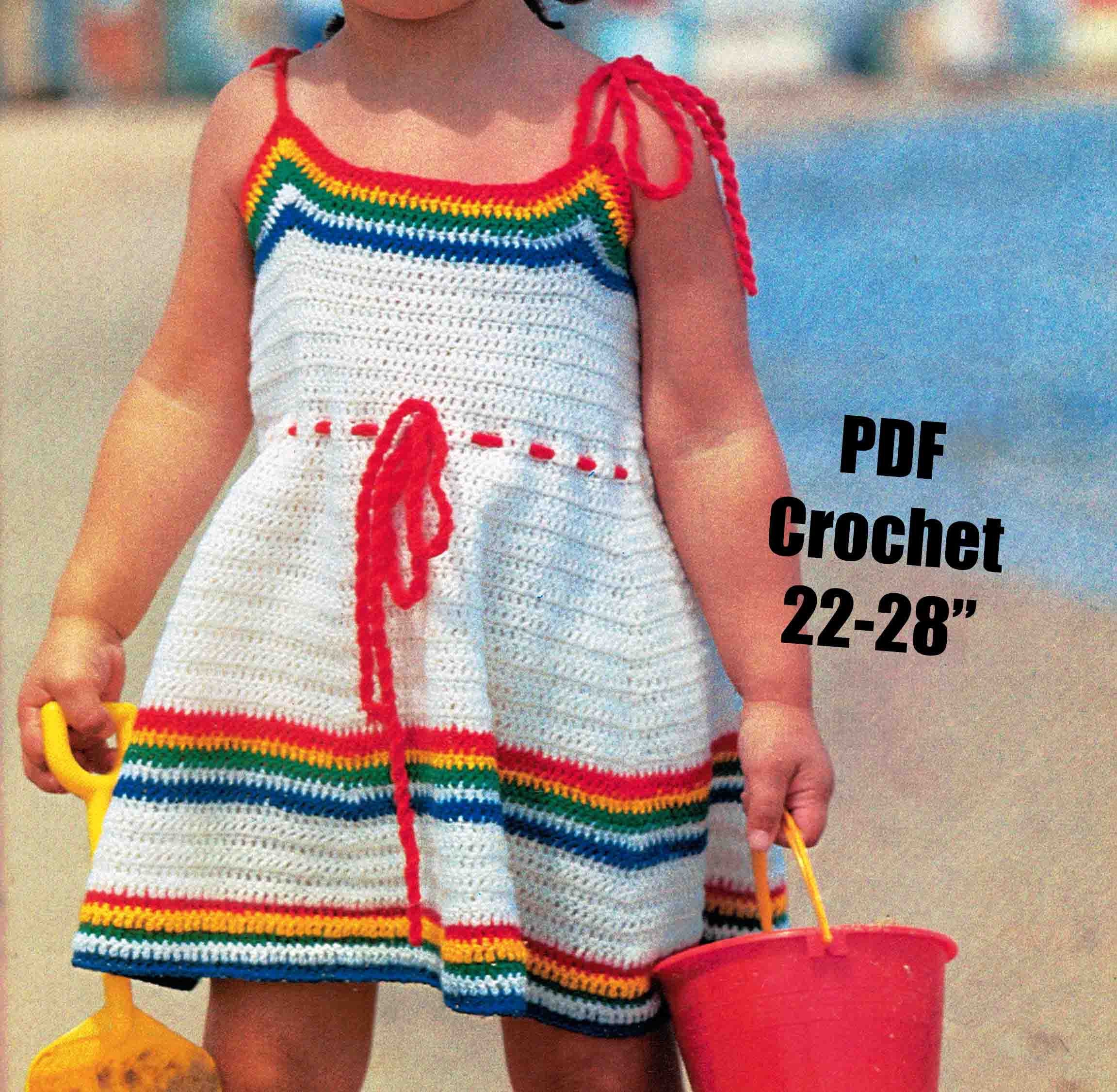 Toddler to Girl's Crocheted Dress Summer Fun Beach Wear Crochet Pattern Vintage 1980's 56-71cm PDF Digital download