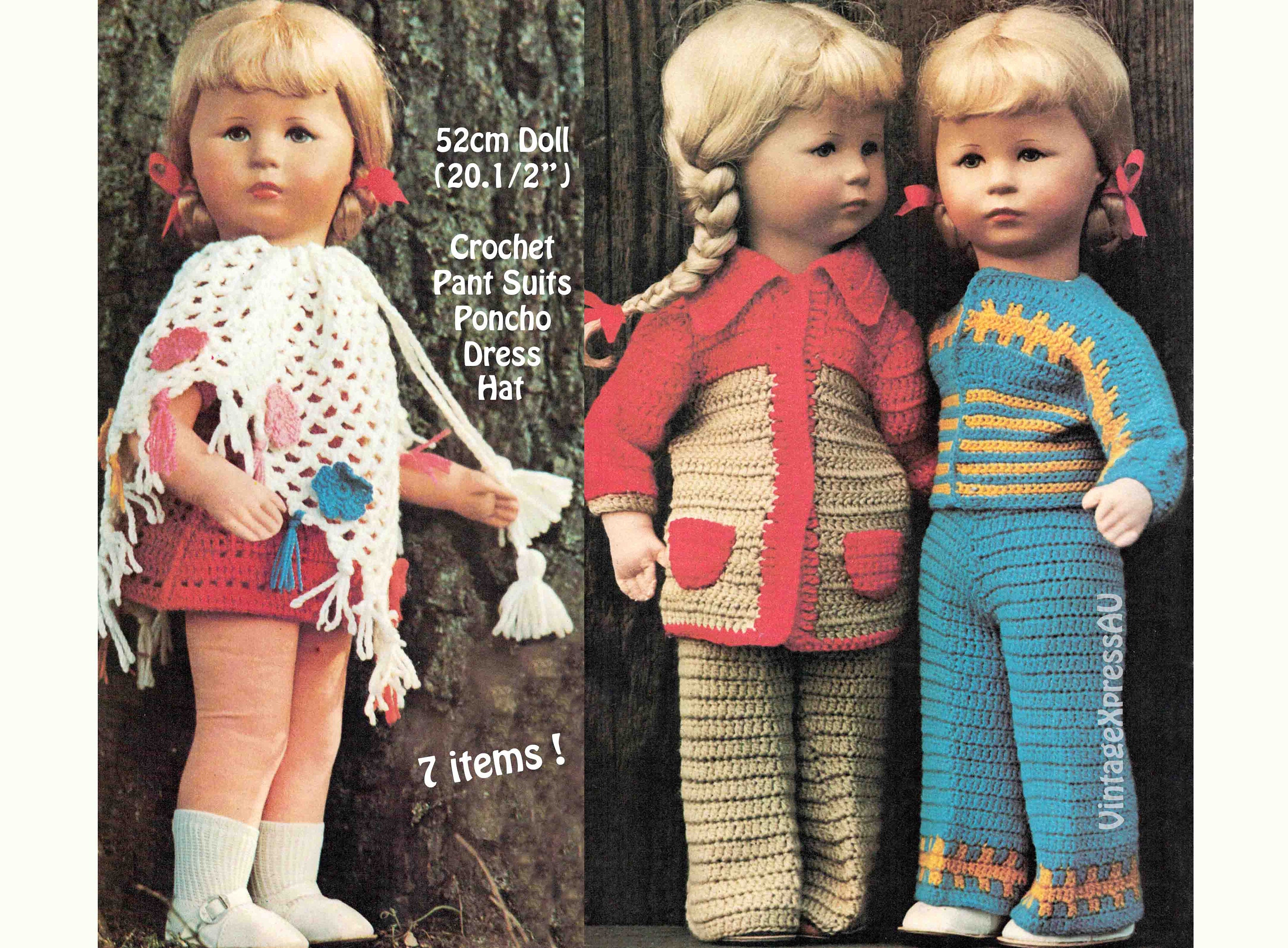 Doll Clothes Crochet Pattern Dolls 52cm 20.1/2" Pant Suits Dress Poncho ...