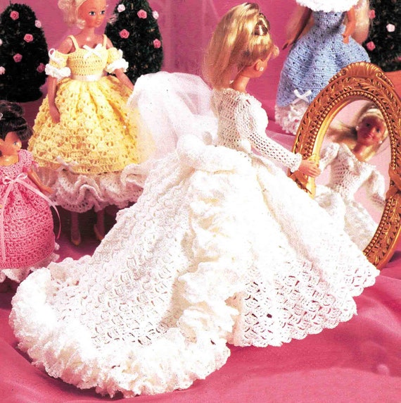 Crochet bride/wedding dress for Barbie (Portuguese/Spanish