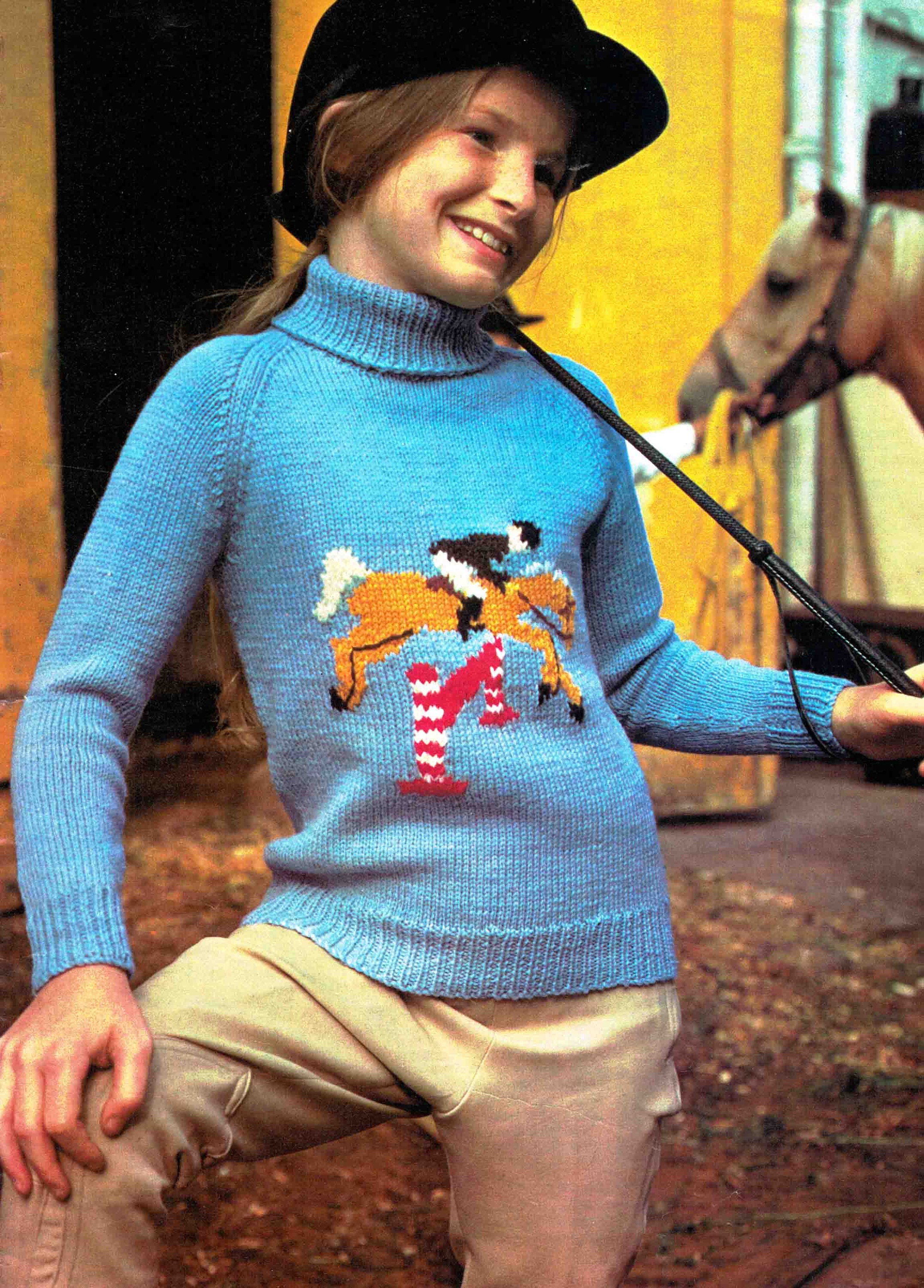 Jumping Pony Child's Sweater Knitting Pattern 8 Ply 4 - Etsy Ireland