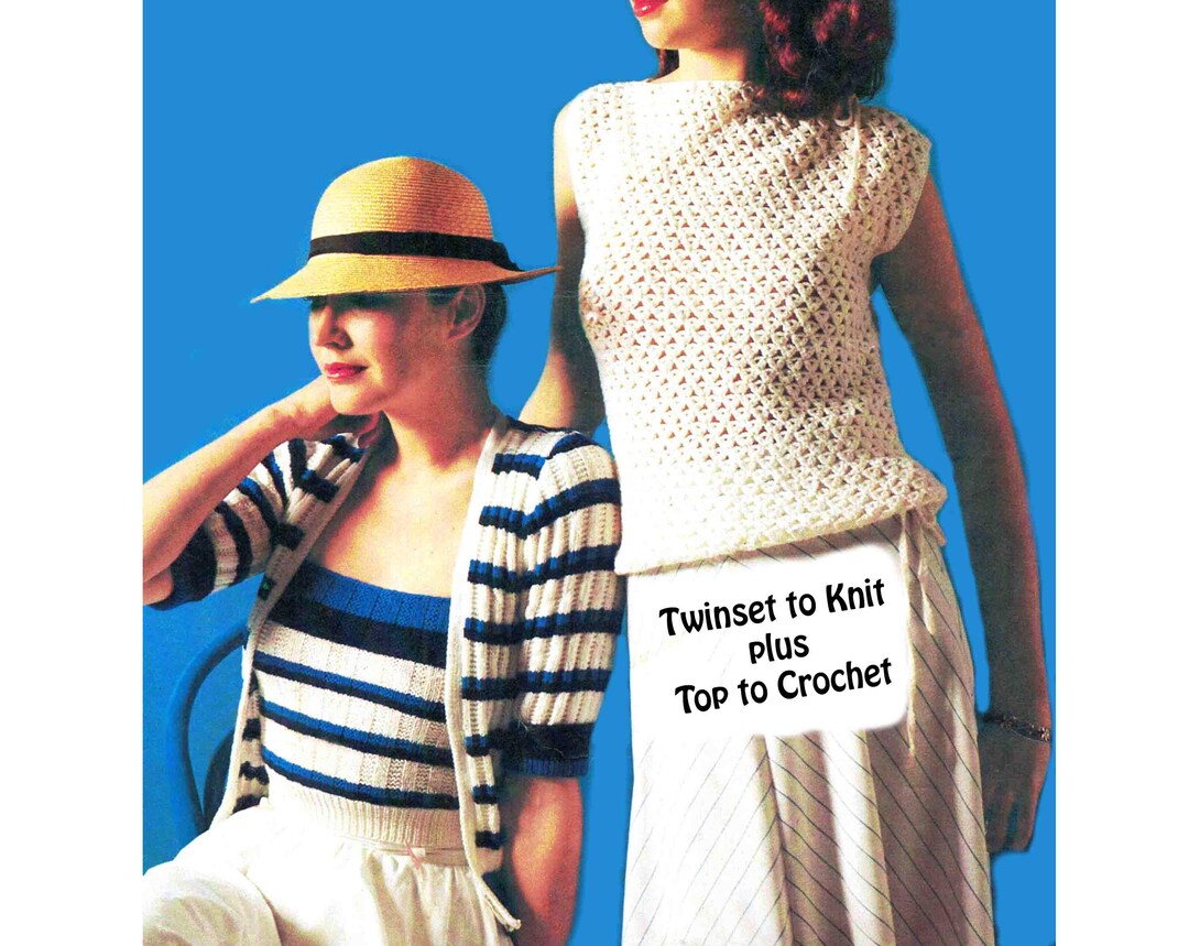 2in Start Pattern Twinset Knit and Top to Crochet 2-in-1 Pattern Women 5 Sizes Twinset 70 ...