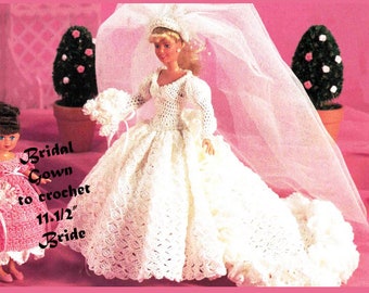 Wedding Crochet Barbie Book Vintage Crochet Doll Dress Pattern Books, Barbie Size Wedding Crochet Barbie Book Vintage Crochet Doll Dress Pattern Books, Barbie Size