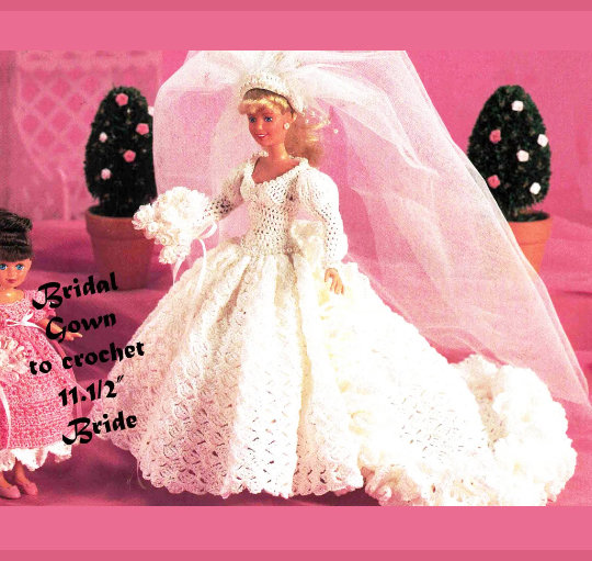 Crochet bride dress for dolls  VERY EASY (portuguese) 