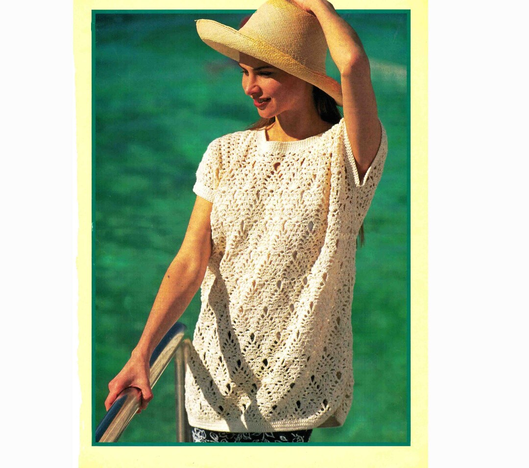 Crochet Lacy Tunic Top Pattern DK / 8 Ply Lady's 75-100cm Crocheted PDF ...