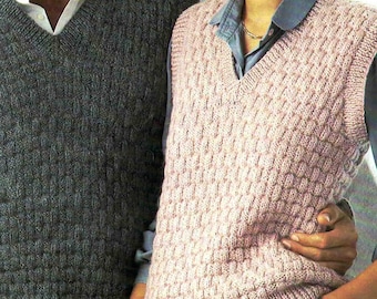 Sweater Vest Handmade Sweater Design For Man Vest His Or Hers Sleeveless  Pullover Knitting Pattern In ENGLISH