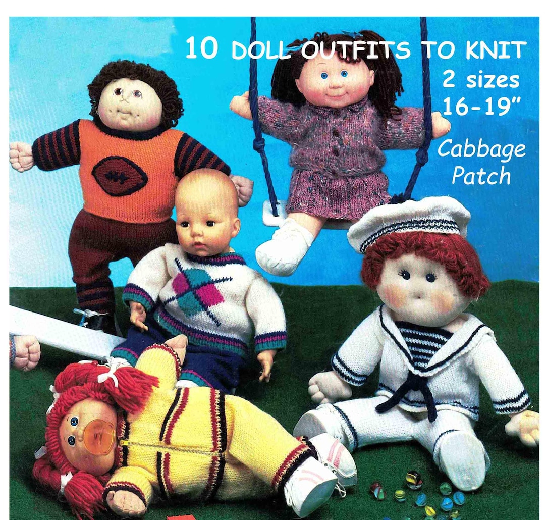 Cabbage Patch 10 Doll Outfits Knitting Pattern Book ~ 2 Sizes 16-17 ...