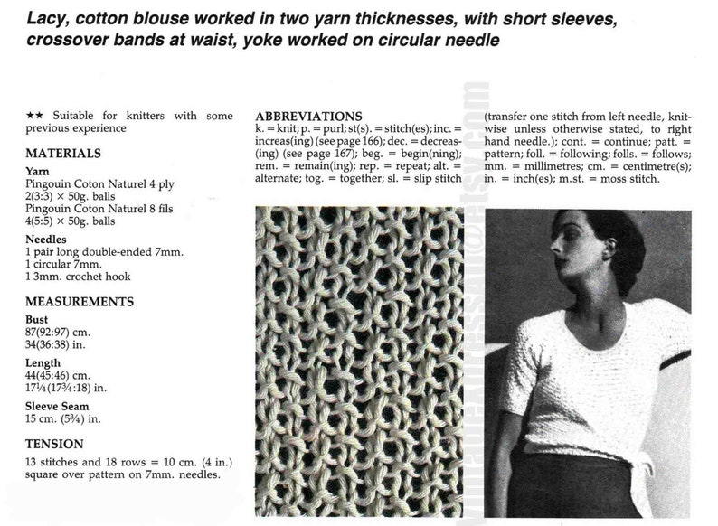 Crossover Lacy Wrap Top Knitting Pattern 2 Yarn Thicknesses - Etsy