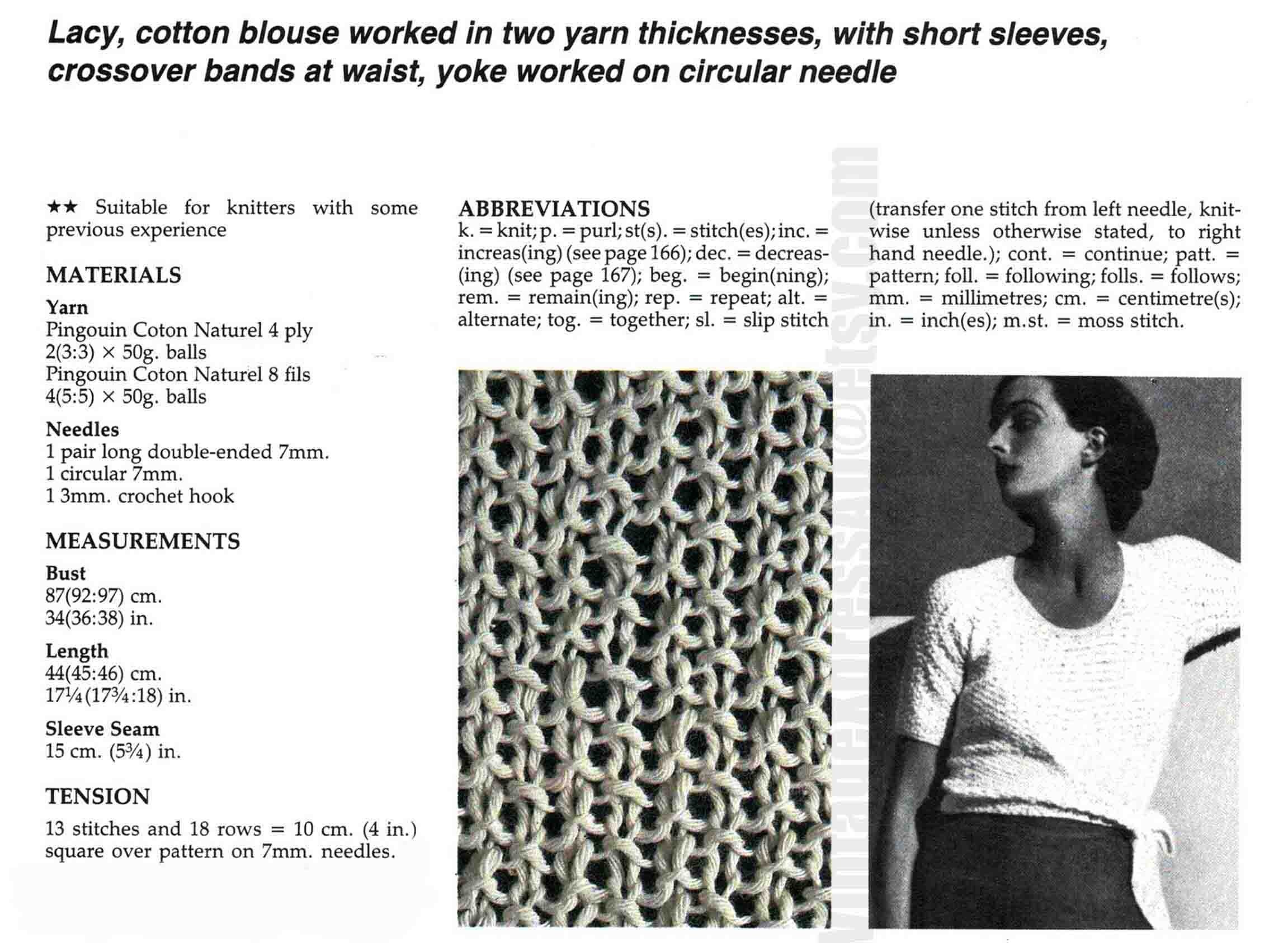 Crossover Lacy Wrap Top Knitting Pattern 2 Yarn Thicknesses - Etsy
