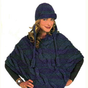 Poncho und Aviator Peak Strickanleitung 1 Größe Unisex Chunky 12-fädig PDF download in ENGLISCH