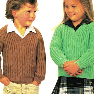 Fishermans Rib Toddler & Child&#39;s Sweater Raglan Sleeves Knitting pattern Sport 5 ply 4 sizes 1-4 years 33.5-40cms PDF digital download