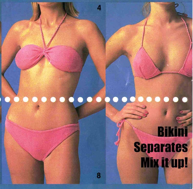 Bikini Swimsuits Mix N Match Knitting Patterns 4 Ply Tops & Bottoms Swimwear Separates to Mix it Up PDF Digital Download file image 3