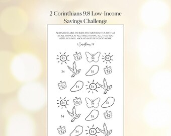 2 Corinthians 9:8 Low Income Savings Challenge | Christian Printable, Cash Envelopes, Debt Free With God, God Provides, Cash Budget