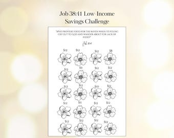 Job 38:41 Low Income Savings Challenge | Christian Printable, Cash Envelopes, Debt Free With God, God Provides, Cash Budget