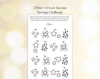 2 Peter 1:3 Low Income Savings Challenge | Christian Printable, Cash Envelopes, Debt Free With God, God Provides, Cash Budget