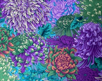 Kaffe Fassett fabric Hokusais Moms in green, petrol and purple by Philip Jacobs