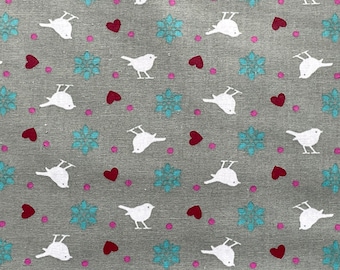 Oilcloth Little Birds and Heart Aunt Ema coated cotton