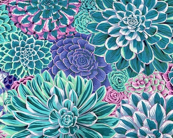 Kaffe Fassett fabric Houseleek blue by Philip Jacobs - Allium in blue