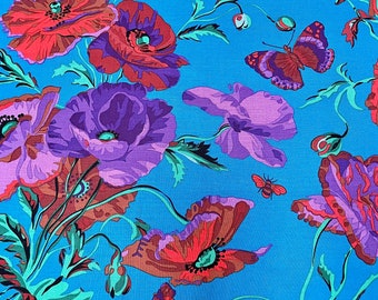 Kaffe Fassett Stoff Meadow blue von Philip Jacobs - Wiese in blau