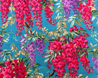 Kaffe Fassett fabric Wisteria in blue, pink and green by Philip Jacobs