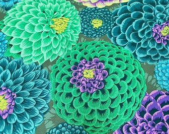 Kaffe Fassett fabric Flora green by Philip Jacobs - flowers in green