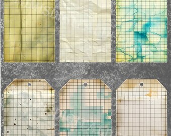 Grunge tags for junk journal, printable , download, digital design, graph paper download