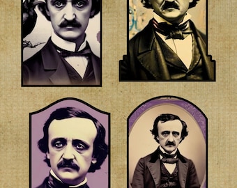 Edgar Allan Poe digital download for junk journal, tags, words, poems, quotes